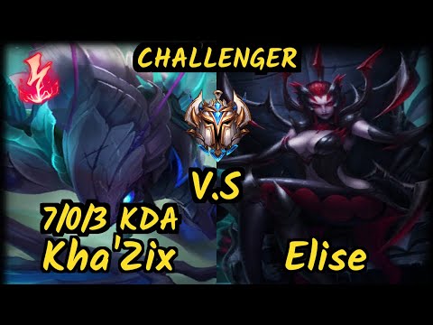 MVP Yondu (KHA'ZIX) vs ELISE - 7/0/3 KDA JUNGLE CHALLENGER GAMEPLAY - KR