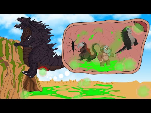 Rescue SHIN GODZILLA : The Battle Against Digestive System - FUNNY CARTOON | GODZILLA & KONG MOVIES