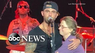 Country singer Jay Allen sings to his mom on stage
