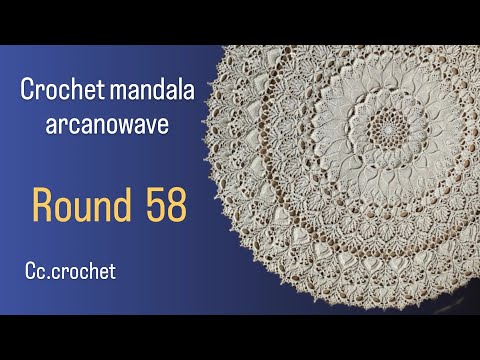 crochet arcanowave mandala tutorial, Round 58, rug , doily