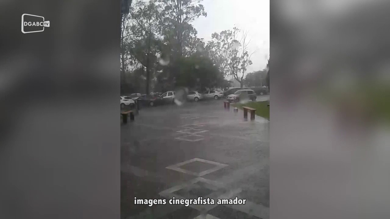 Chuva forte no Grande ABC: morador registra granizo