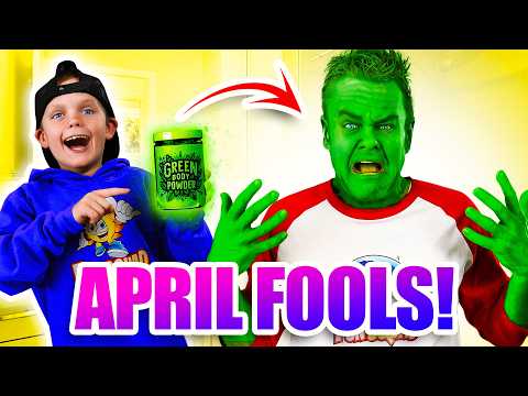 Sneaky Jokes on April Fools Day! (We Turned Dad Green!)