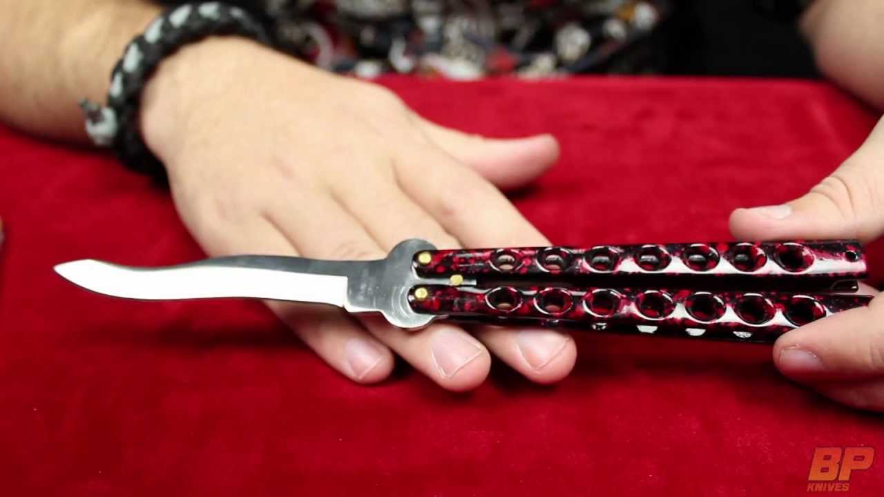 Flick Red Balisong Butterfly Knife - Satin Plain - Grindworx Flick Red Balisong Butterfly Knife - Satin Plain - Grindworx