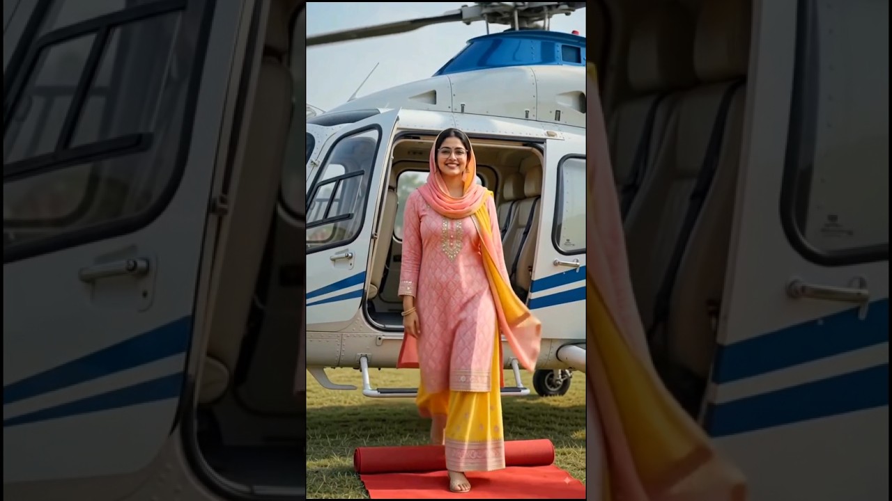 🚁 जब क्वीन चॉपर से उतरी... तो फूलों की बारिश होने लगी! 🌸👑✨#trending #viral #punjabisong # aivideo