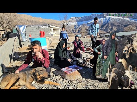 Iranian Village Life: Feeding Sheep, Baking 7 Days of Bread & Building Together in Cold Weather!