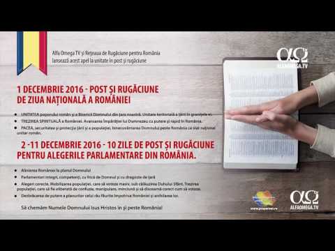 Chemare la post si rugaciune pentru Romania - 1-11 decembrie 2016