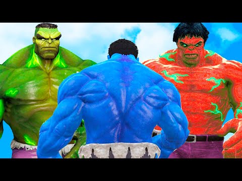 Savage Hulk vs Immortal Hulk vs Blue Hulk - Who is most Angry and Dangerous Hulk? - GTA V mod Hulk