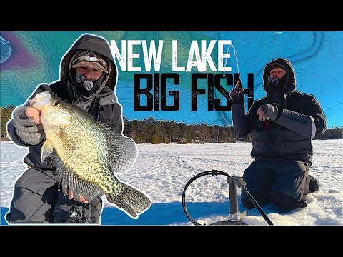 Ice Fishing NEW LAKE with a BIG SECRET! + UNDERWATER FOOTAGE!