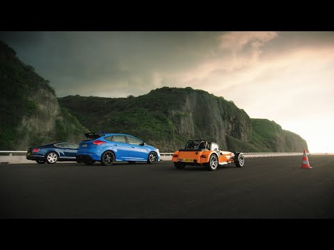 Thumbnail for The grand tour drag race Bentley Continental GT vs Ford Focus RS vs Caterham Seven by Bentley, Ford Focus, Car