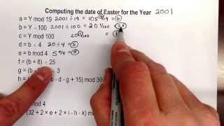 Calculating the day of Easter 2001 part 1
