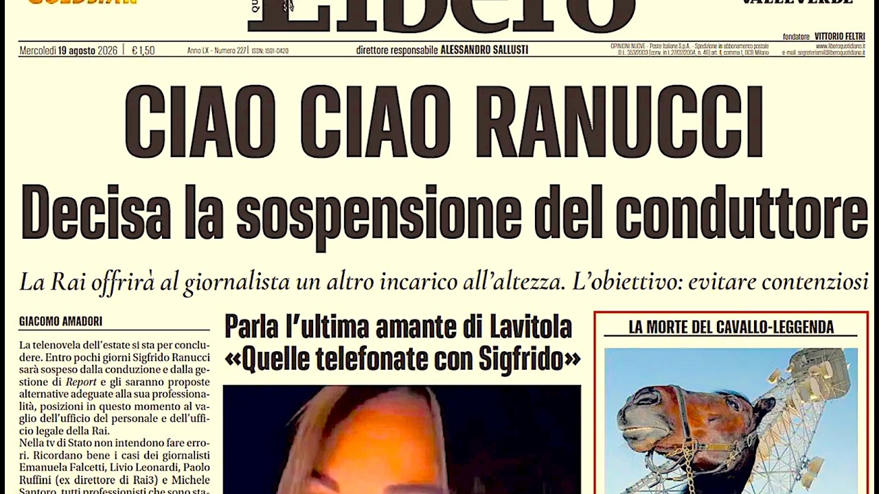 RASSEGNA STAMPA 19 AGOSTO 2026. QUOTIDIANI NAZIONALI ITALIANI PRIME PAGINE DEI GIORNALI DI OGGI.