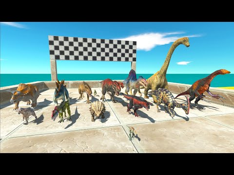 SPEED RACE ALL DINOSAURS CLIMB TO EAT BUFFET COLOR PIG - Animal Revolt Battle Simulator