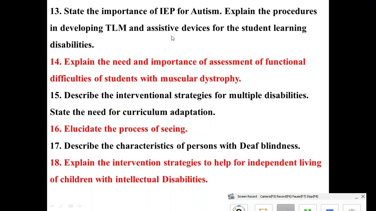 INTRODUCTION TO DISABILITIES SENSORY NEURO DEVELOPMENTAL LOCOMOTOR AND MULTIPLE DISABILITIES SEMEST