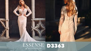 Modern Lace Long Sleeve Wedding Dress | Essense of Australia D3363