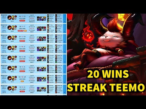 20 WINS STREAK TEEMO | TEEMO HYPER-CARRY | It is easy to get to Challenger