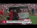St. Louis celebrates Mike Shannon as he leaves the microphone
