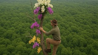 Breath-Taking Climb on a Giant Dry Tree for Wild Green Cinnamon