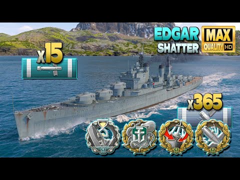 Cruiser Edgar with 4k base XP game on map Shatter - World of Warships