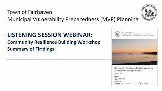 Municipal Vulnerability Preparedness (MVP) Planning - Listening Session