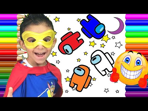 Among Us Colouring (2021)  *Among Us Lost in Space* - Kid Genius & Boba Magic Red learn the colours