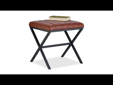 Tabouret bas en similicuir Noir - Marron - Fer - 47 x 46 x 42 cm