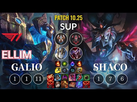 T1 Ellim Galio vs Shaco Sup - KR Patch 10.25