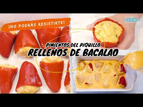 😋 Cómo hacer PIMIENTOS del PIQUILLO rellenos de BACALAO y GAMBAS  ¡DELICIOSOS! 🥰