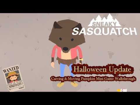 Sneaky Sasquatch News - Halloween Update - Carving and Pumpkin Moving Mini Game Walkthrough