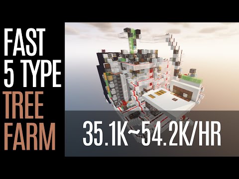 Farming 5 Tree types with ONE Farm | Fast Universal Tree Farm (35.1k ~ 54.2k/hr) (Java 1.16~1.21.8+)