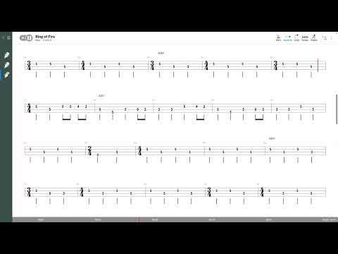 Johnny Cash - Ring Of Fire (BASS TAB PLAY ALONG)