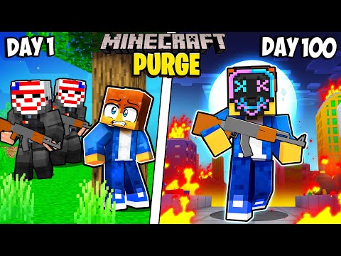 I Survived 100 Days in the PURGE in Minecraft