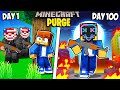 I Survived 100 Days In The PURGE In Minecraft