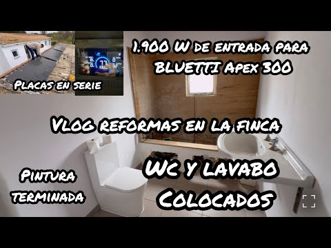 🚽WC y LAVABO🚰colocados ,4 placas en serie 1900 W para la BLUETTI APEX 300 y B500K