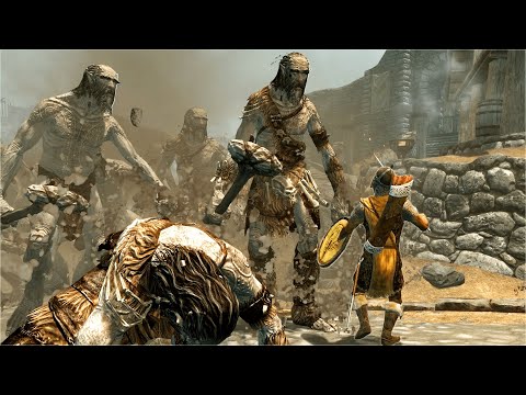 Giant Invasion Of Whiterun | Skyrim NPC Battles Ai Battles