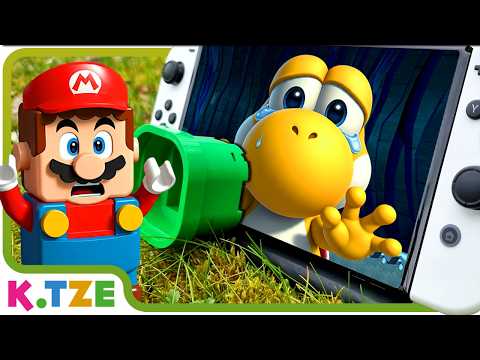 Lego Mario enters the Nintendo Switch to Save Yellow Baby Yoshi 😰🎮 Super Mario Odyssey Story