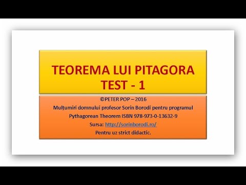 TEOREMA LUI PITAGORA - TEST 1 - 2016