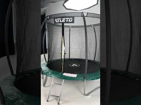 Батут дитячий 252 см з внутрішньою сіткою та драбинкою Atleto зелений - фото 1 - id-p1971747311