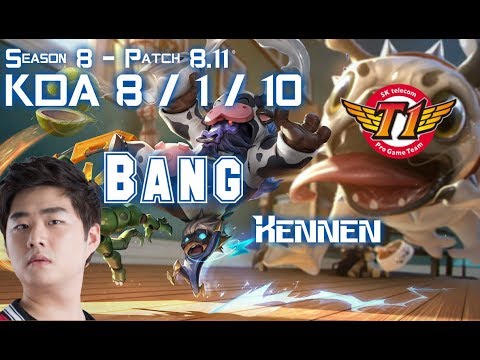 SKT T1 Bang KENNEN vs LUCIAN ADC - Patch 8.11 KR Ranked