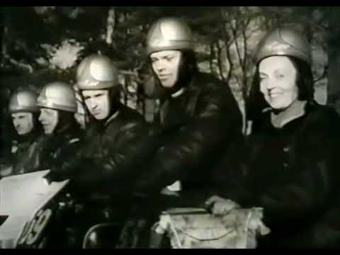 Ziemas motokross Biķernieku mežā. 1952 Winter motocross.
