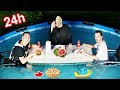 24 HOURS In The POOL CHALLENGE With GAMIE Without NERF BLASTER