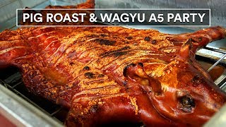 How to Roast a Pig! GUGA&#39;S BBQ PARTY - Wagyu, Dry-Age Steaks, Crispy Skin