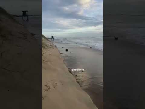 Ciclone provoca ressaca e arrasta quiosque no Litoral