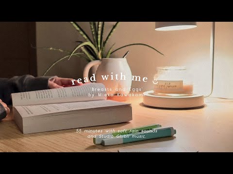read with me 🌝 55 minutes, soft rain sounds, studio ghibli music