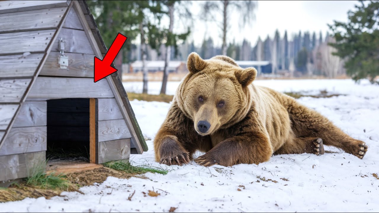 Bear Did Not Enter The Booth But Slept in The Snow. When The Owner Looked Inside, He Was Horrified!