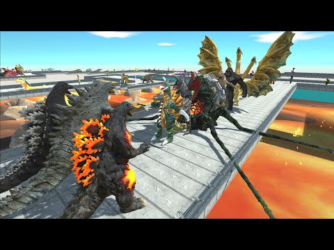 3X GODZILLA VS GHIDORAH LAVA DEATH RUN - Animal Revolt Battle Simulator