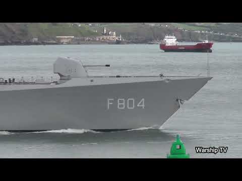 ROYAL NETHERLANDS NAVY COMMAND FRIGATE HNLMS DE RUYTER F804 ENTERS DEVONPORT NAVAL BASE 2 5 24