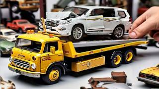 Flatbed Tow Truck Moving Crashed Cars from Junkyard to Workshop 😍