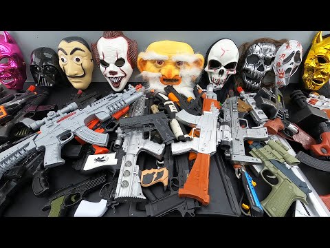 Scared Masks and Toy Rifles - Toy Guns and Weapons - Realistic Machine Guns