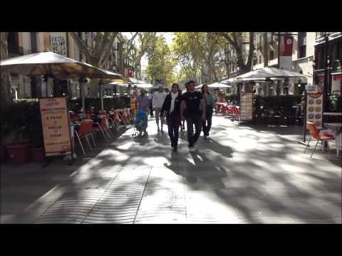 La Rambla - Barcelona - A Walk along Las Ramblas on a sunny day