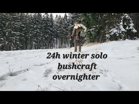 24h winter solo bushcraft overnighter| underground shelter| #overnight #bushcraft